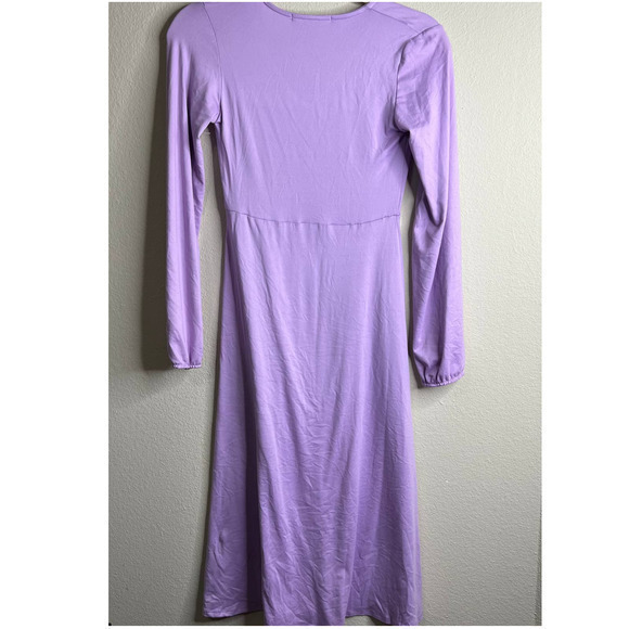 Velvet Torch Los Angeles Purple Long Sleeve V Neck Midi Dress XS - Picture 8 of 8